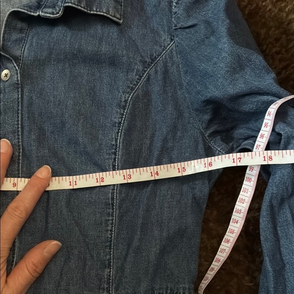 GAP Blue Buttoned Midi Dress with Notched Collar - Picture 8 of 10